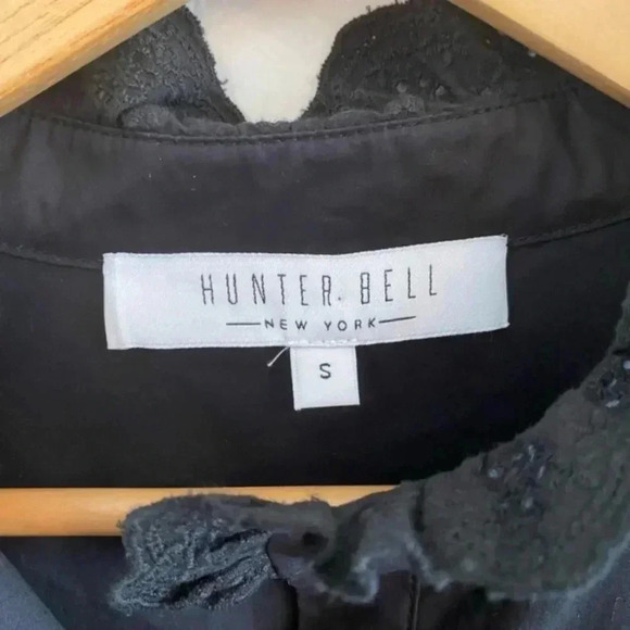 Hunter Bell Black Lace Trim Mock Neck Mini Dress - Picture 3 of 7